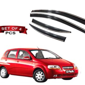 Auto E-Shopping Chevrolet Aveo UVa Chromeline Door Visor Side window wind rain deflector – Black Color