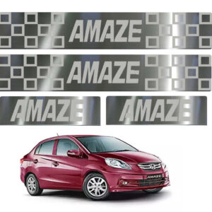 Auto E-Shopping Door Guard Steel Foot Step Sill Car Door Guard Scuff Plate Compatible for Amaze with Adhesive Tape 4 Piece