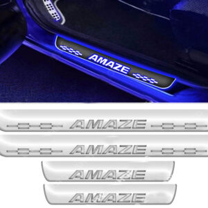 Auto E-Shopping Door Guard Steel Foot Step Sill Car Door Guard Scuff Plate Compatible for Amaze with Adhesive Tape 4 Piece