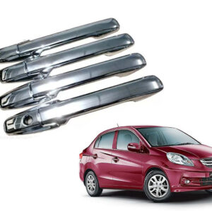 Auto E-Shopping Car Handle Latch Cover Scratch Guard Chrome Finish Front Rear Compatible For Hyundai Amaze Old 2013-2017 Set Of 4 Pieces