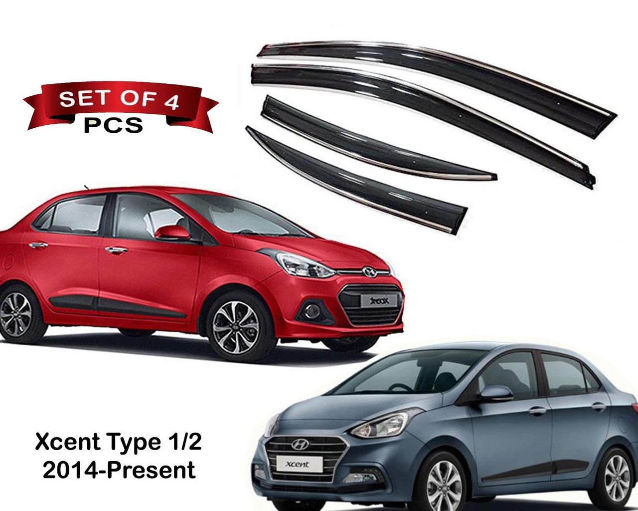 Auto E-Shopping Chromeline Door visor for Xcent Model 2014 onwards Set of 4 Pieces