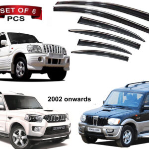 Auto E-Shopping Chromeline Door visor for Mahindra Scorpio VLX / S5 / S10 / S11 Set of 6 Pieces