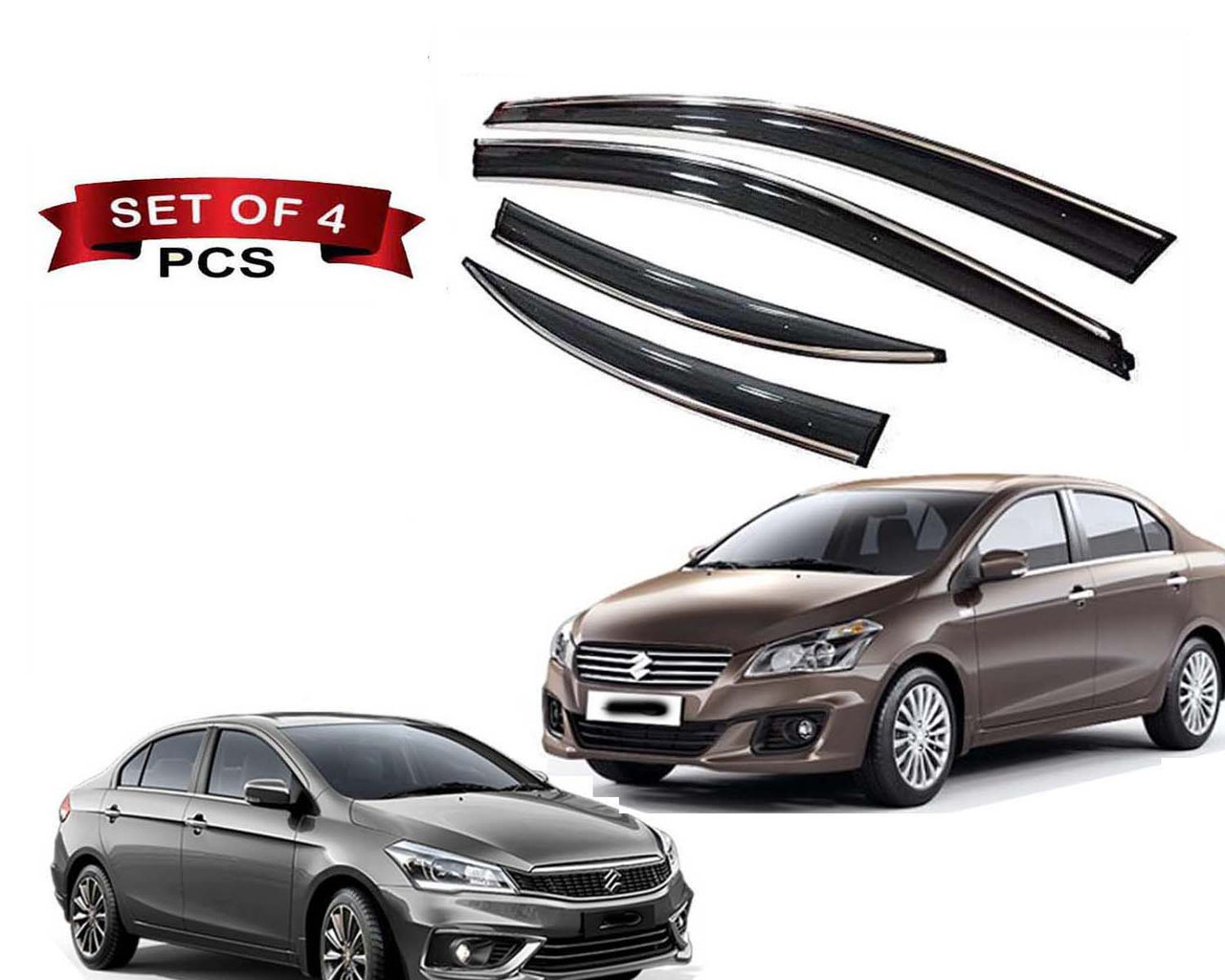 Auto E-Shopping Chromeline Door visor for Maruti Ciaz Set of 4 Pieces