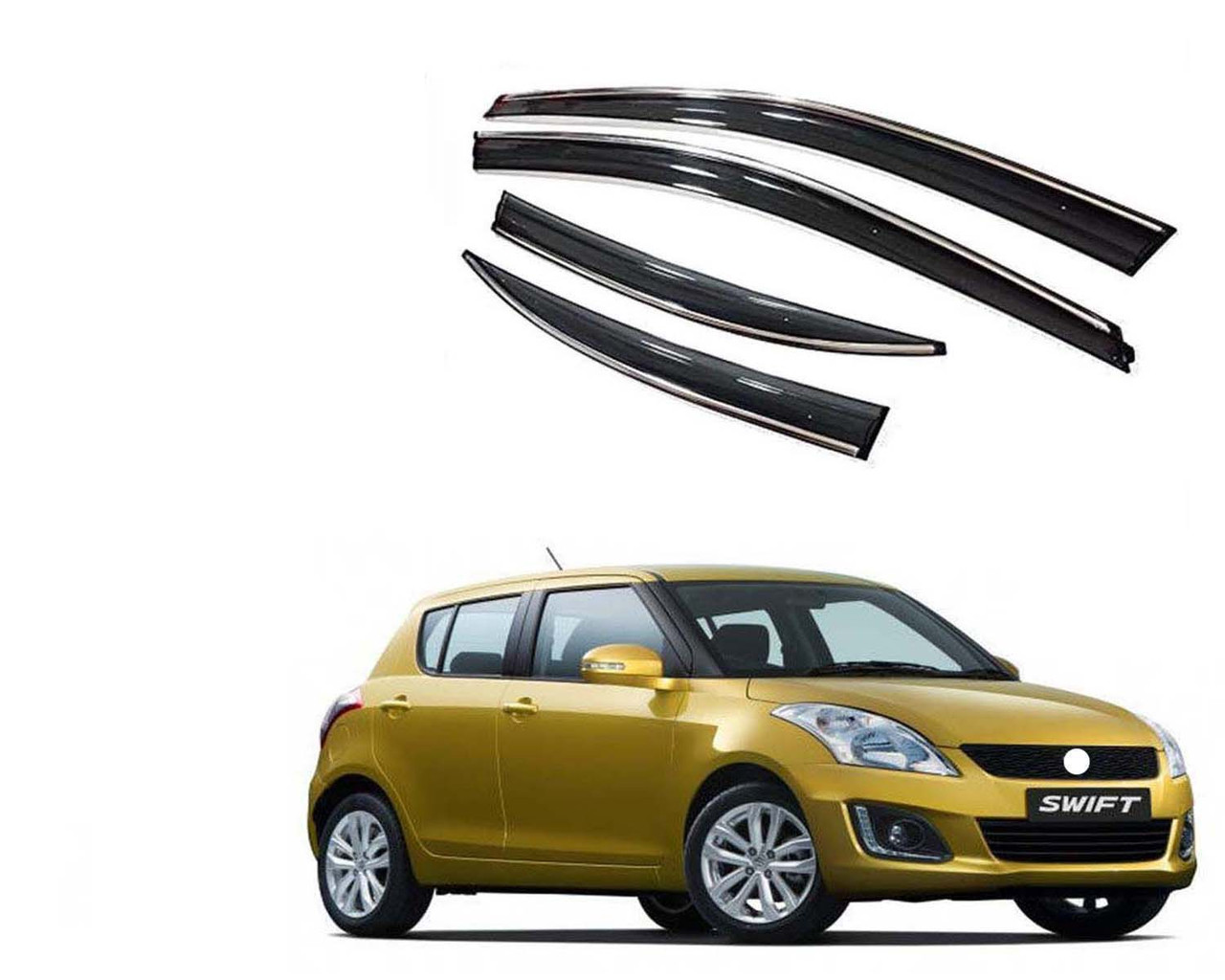 Auto E-Shopping Chromeline Door visor for Maruti Swift Model 2011 2017 Set of 4 Pieces