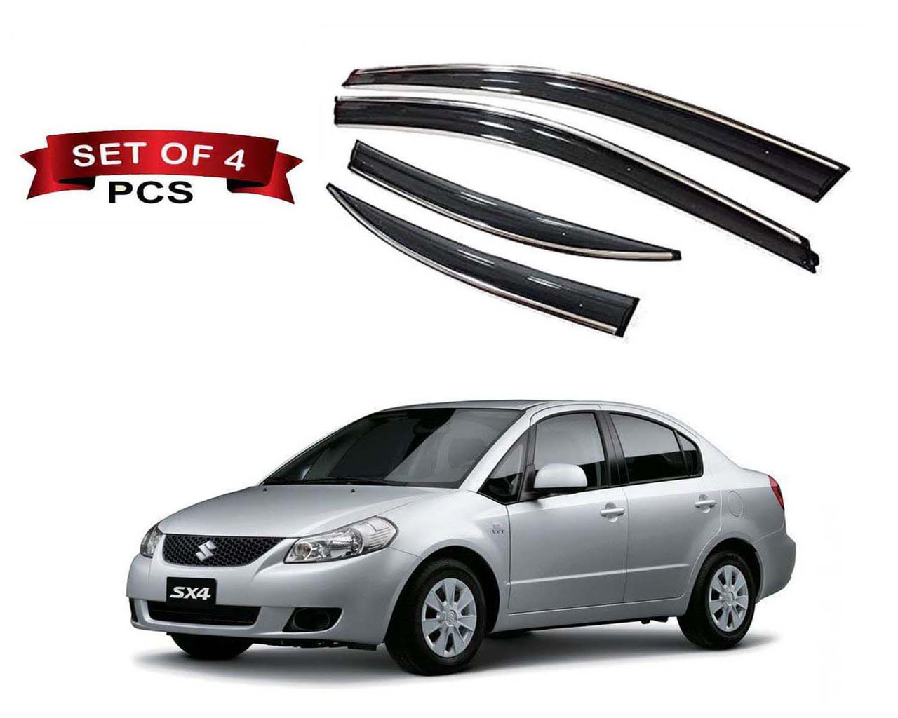 Auto E-Shopping Chromeline Door visor for Maruti SX4 Set of 4 Pieces