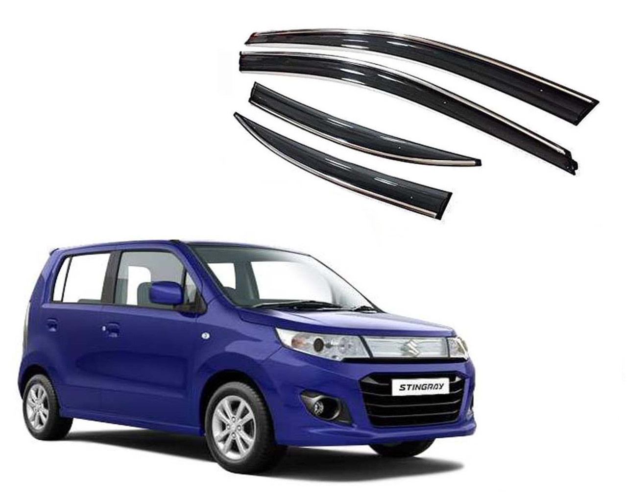 Auto E-Shopping Chromeline Door visor for Maruti Wagonr Stingray Set of 4 Pieces