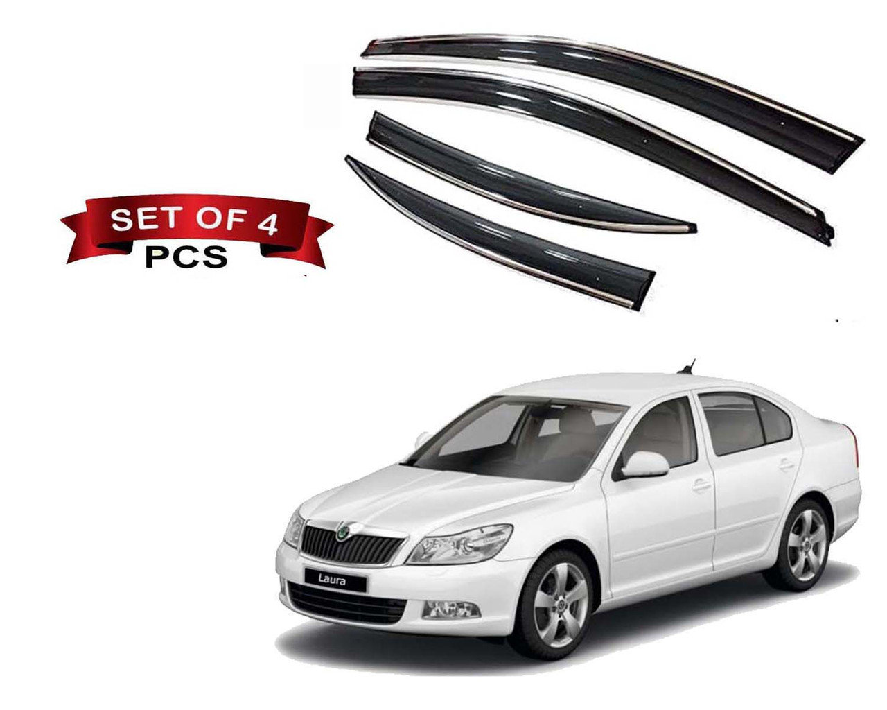 Auto E-Shopping Chromeline Door visor for Laura Set of 4 Pieces