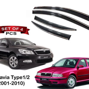 Auto E-Shopping Chromeline Door visor for Octavia Old Type 1 2001-2010 Set of 4 Pieces