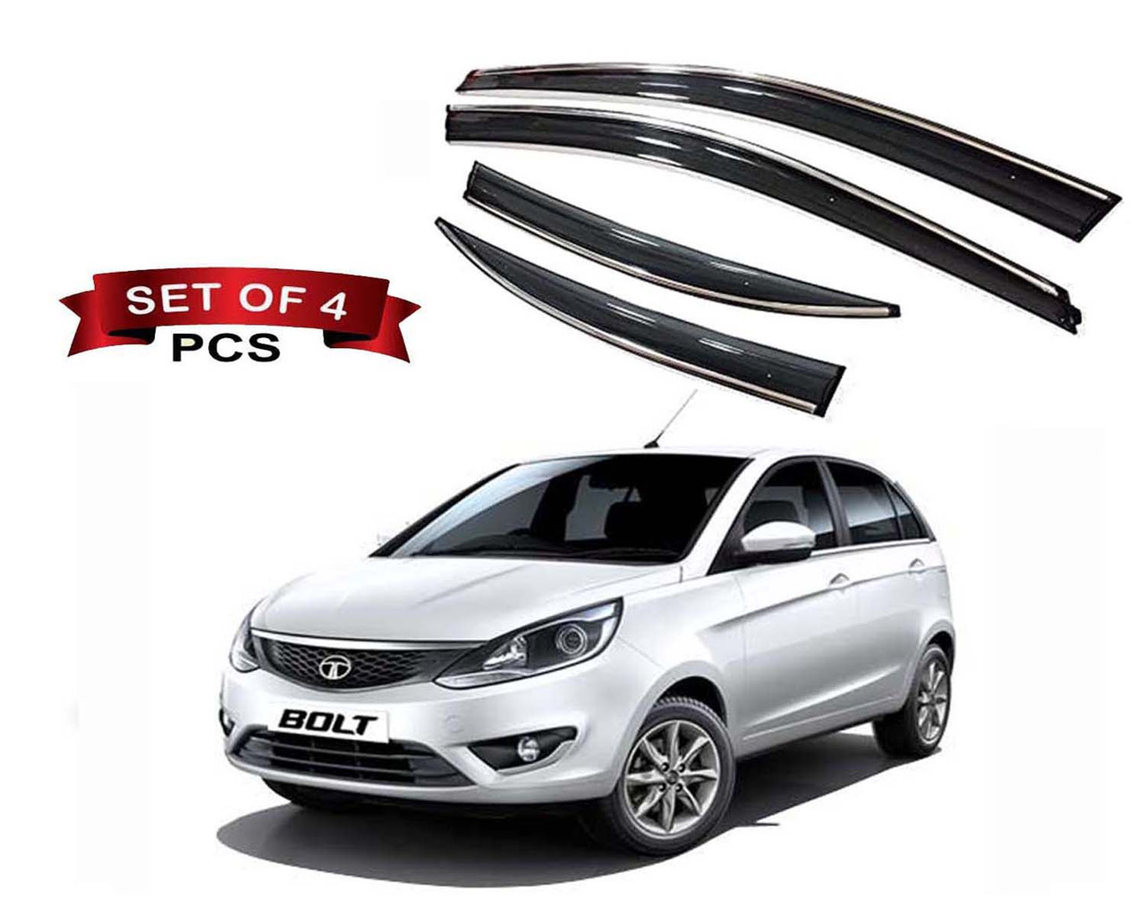 Auto E-Shopping Chromeline Door visor for Tata Bolt Set of 4 Pieces