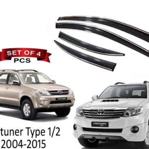 Auto E-Shopping Chromeline Door visor for Toyota Compatible fortuner old Model 2004 2015 Set of 4 Pieces
