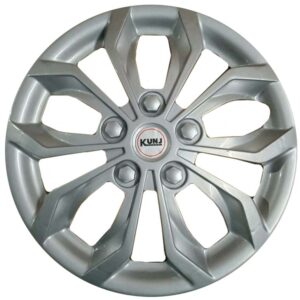 Kunj Autotech 14 Inch Wheel Cover Cap for All Vehicles with Rim Size 14 Inch - Black & Silver (Double Color) - Set of 4 Pcs