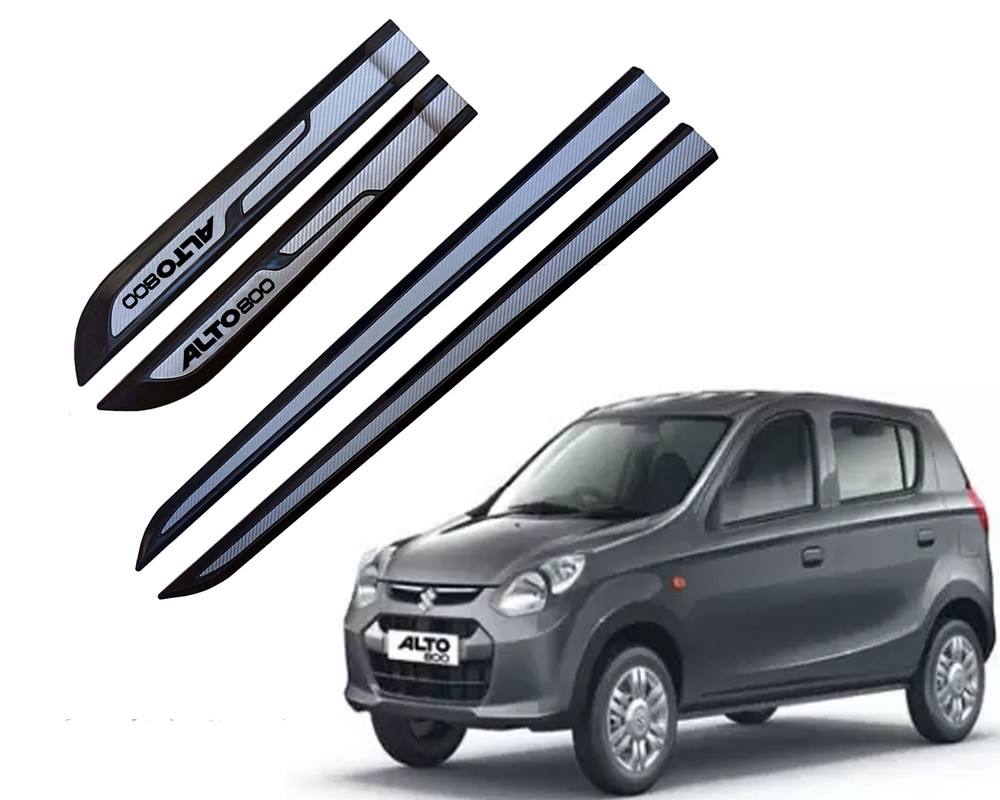 Auto E-Shopping Car Door Side Beading Moulding Silver Black Colour Compatible for Alto 800 Set of 4 Pieces