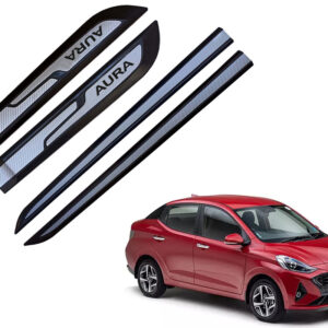 Auto E-Shopping Car Door Side Beading Moulding Silver Black Colour Compatible for Hyundai AURA Set of 4 Pieces