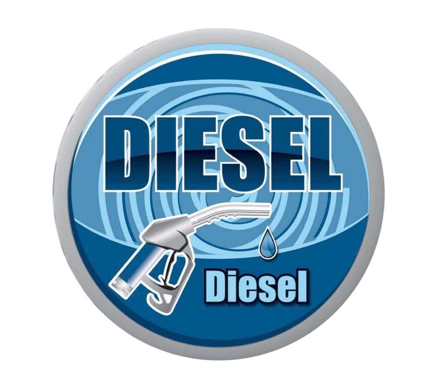 Auto E-Shopping Car Tank Diesel Sticker Sign Round Shape Vinyle Universal Size 5" x 5"