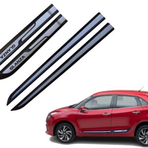 Auto E-Shopping Car Door Side Beading Moulding Silver Black Colour Compatible for Glanza Set of 4 Pieces