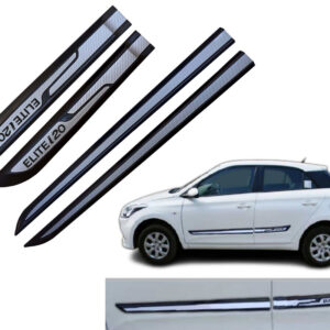 Auto E-Shopping Car Door Side Beading Moulding Silver Black Colour Compatible for Hyundai Elite I20 Set of 4 Pieces
