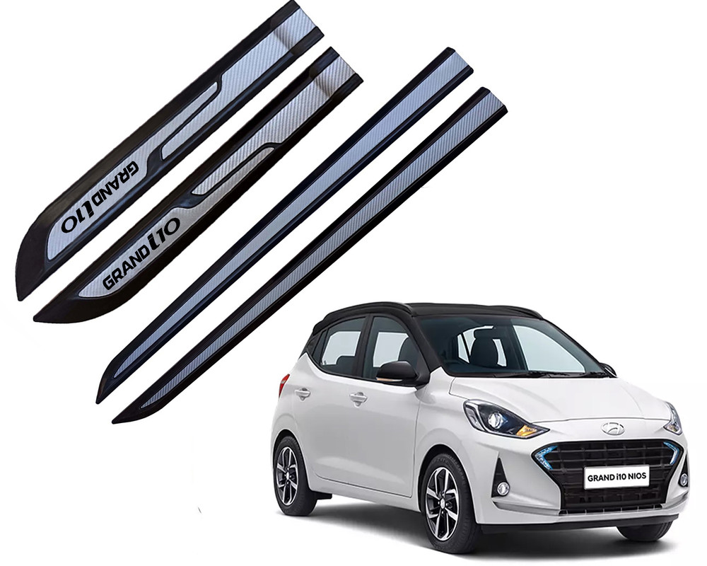 Auto E-Shopping Car Door Side Beading Moulding Silver Black Colour Compatible for Grand I10 Set of 4 Pieces