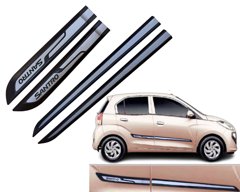 Auto E-Shopping Car Door Side Beading Moulding Silver Black Colour Compatible for Hyundai Set of 4 Pieces
