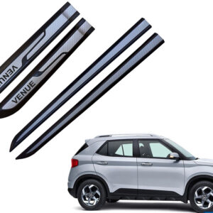 Auto E-Shopping Car Door Side Beading Moulding Silver Black Colour Compatible for Hyundai Venue Set of 4 Pieces