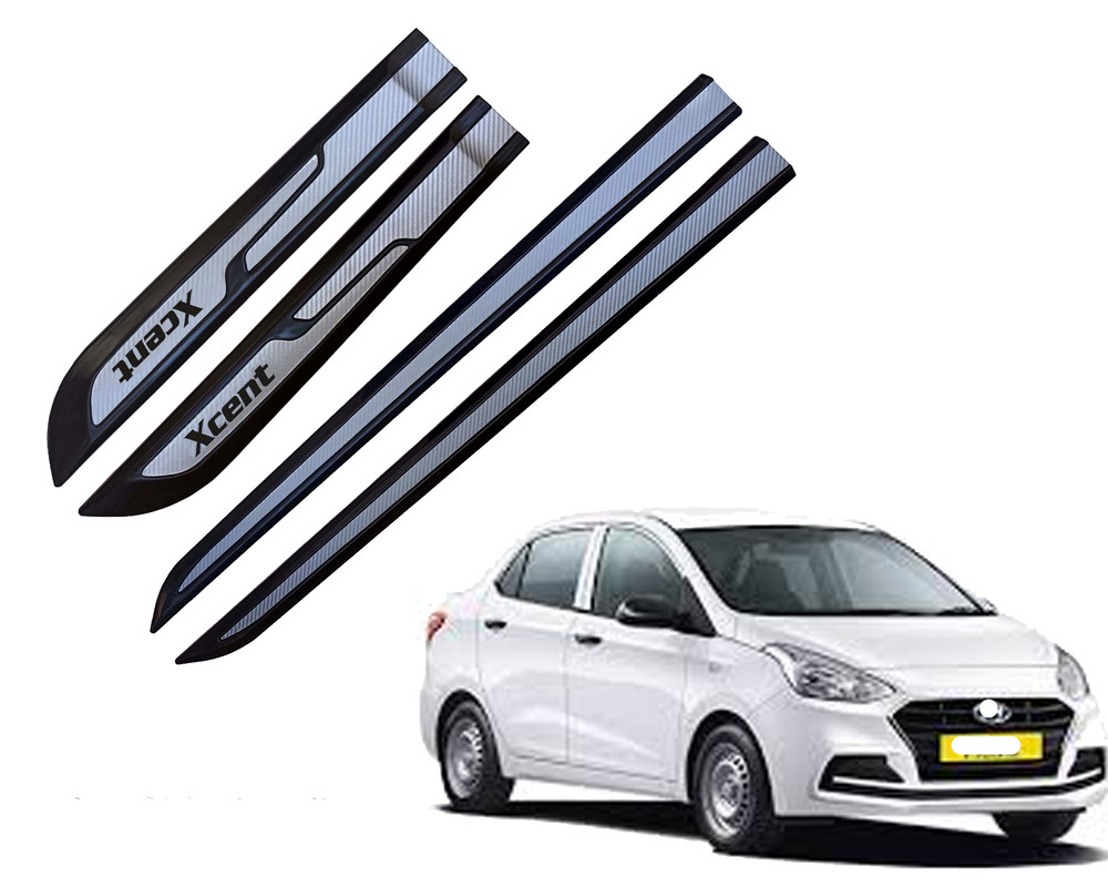 Auto E-Shopping Car Door Side Beading Moulding Silver Black Colour Compatible for Hyundai Xcent Set of 4 Pieces