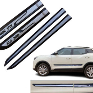 Auto E-Shopping Car Door Side Beading Moulding Silver Black Colour Compatible for Mahindra XUV 300 Set of 4 Pieces