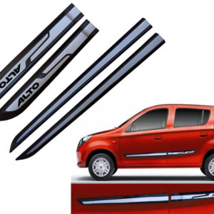 Auto E-Shopping Car Door Side Beading Moulding Silver Black Colour Compatible for Maruti Alto all Models Set of 4 Pieces