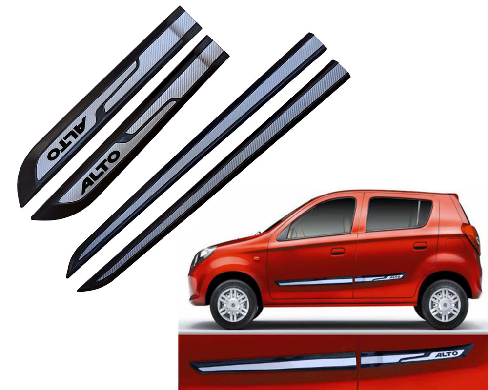 Auto E-Shopping Car Door Side Beading Moulding Silver Black Colour Compatible for Maruti Alto all Models Set of 4 Pieces