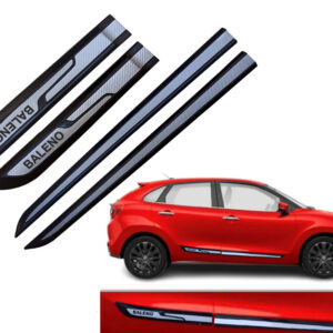 Auto E-Shopping Car Door Side Beading Moulding Silver Black Colour Compatible for Maruti Baleno Set of 4 Pieces