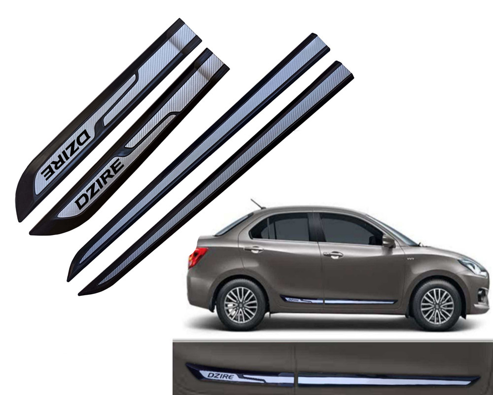 Auto E-Shopping Car Door Side Beading Moulding Silver Black Colour Compatible for Maruti Dzire all Models Set of 4 Pieces