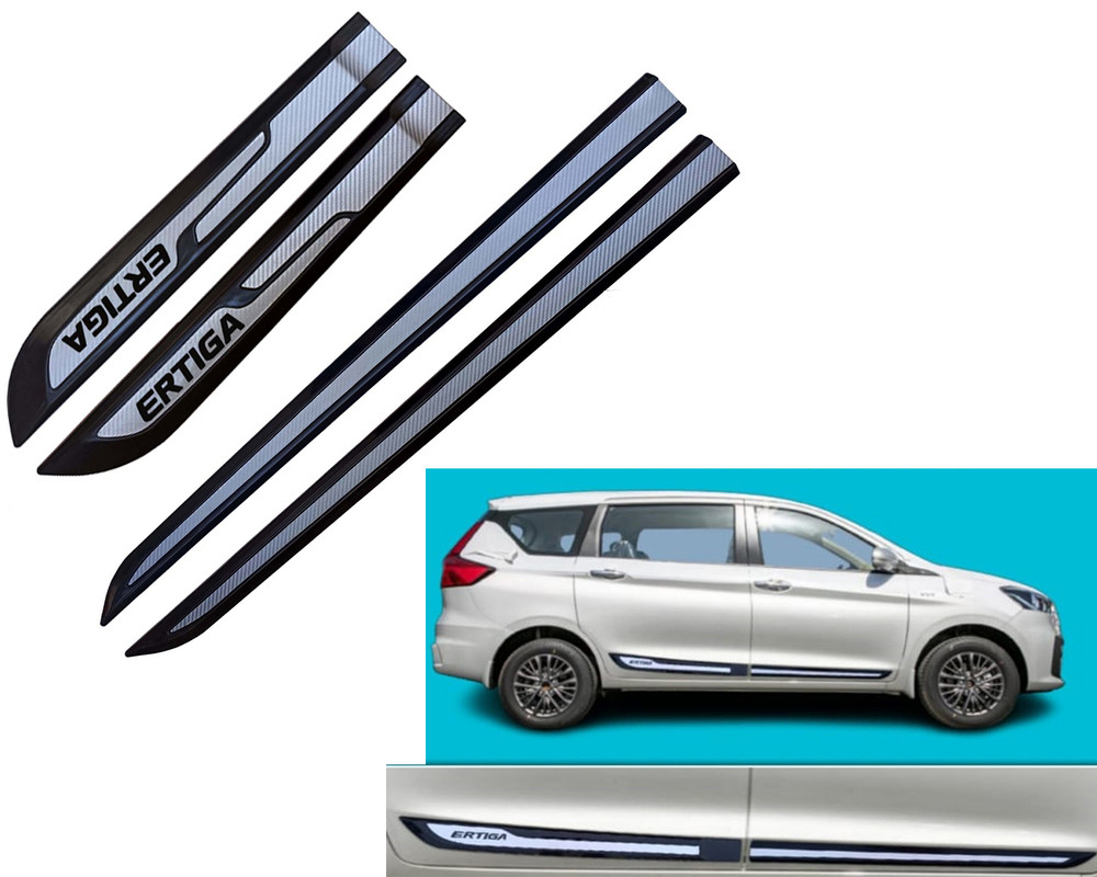 Auto E-Shopping Car Door Side Beading Moulding Silver Black Colour Compatible for Maruti Ertiga Set of 4 Pieces