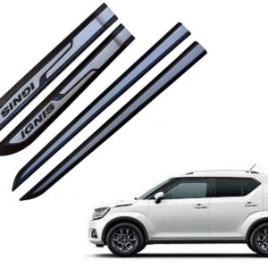 Auto E-Shopping Car Door Side Beading Moulding Silver Black Colour Compatible for Ignis Set of 4 Pieces
