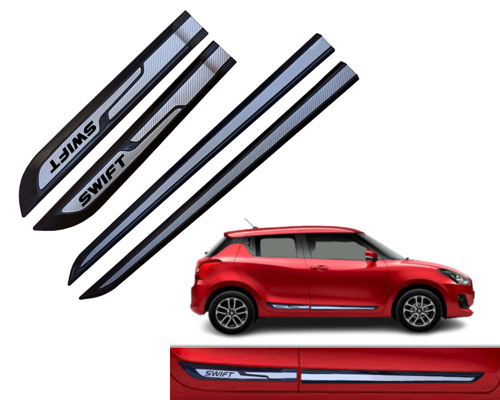 Auto E-Shopping Car Door Side Beading Moulding Silver Black Colour Compatible for Maruti Swift all Models Set of 4 Pieces