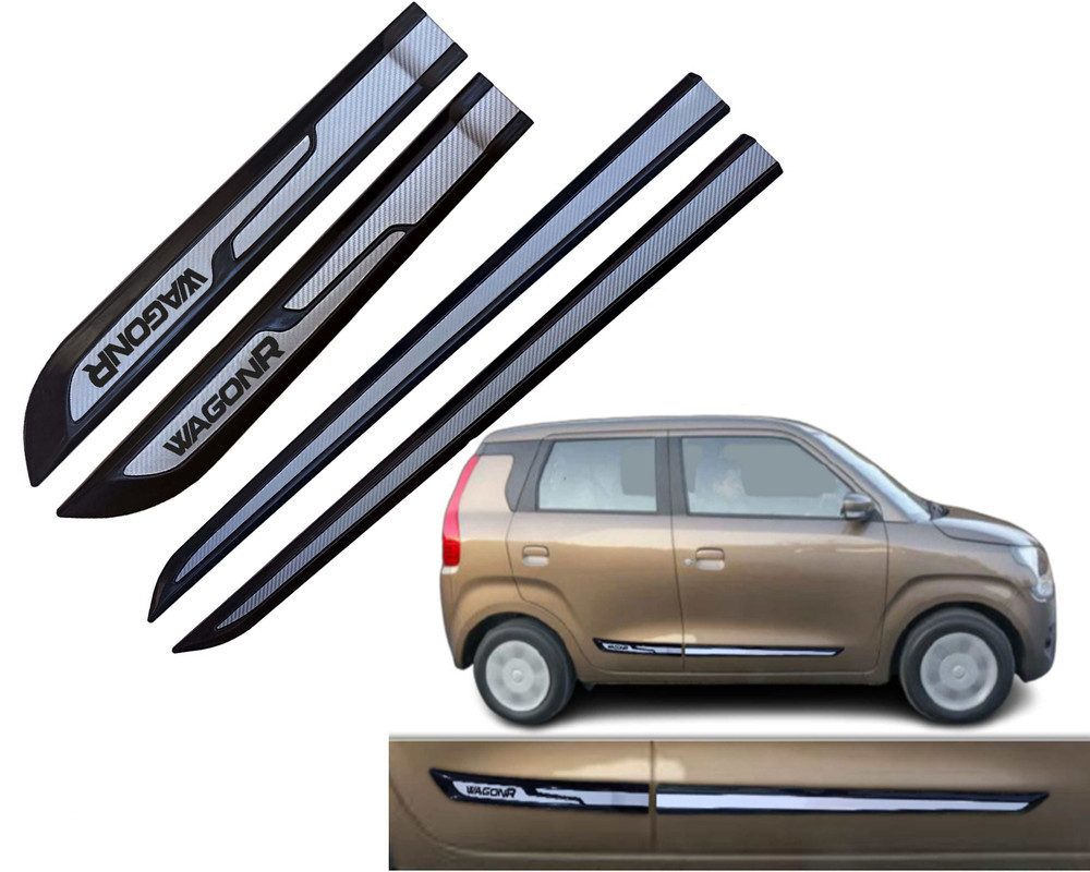 Auto E-Shopping Car Door Side Beading Moulding Silver Black Colour Compatible for Maruti WagonR all Models Set of 4 Pieces