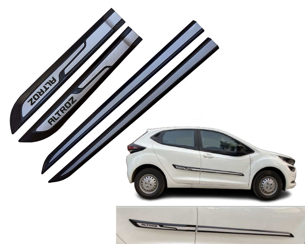 Auto E-Shopping Car Door Side Beading Moulding Silver Black Colour Compatible for Tata Altroz Set of 4 Pieces