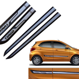 Auto E-Shopping Car Door Side Beading Moulding Silver Black Colour Compatible for Tata Tiago Set of 4 Pieces