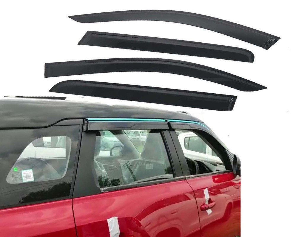 Breeza 2022 onwards Door Visor Premium Sun Rain Visor Wind Deflector for Breeza 2022 onwards Set of 4 Pieces