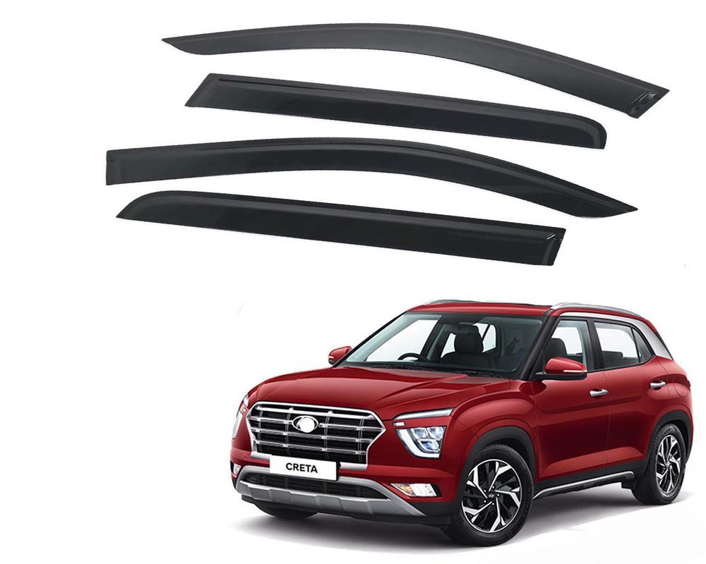Creta 2020 onward Door Visor Premium Sun Rain Visor Wind Deflector for Creta 2020 onward Set of 4 Pieces