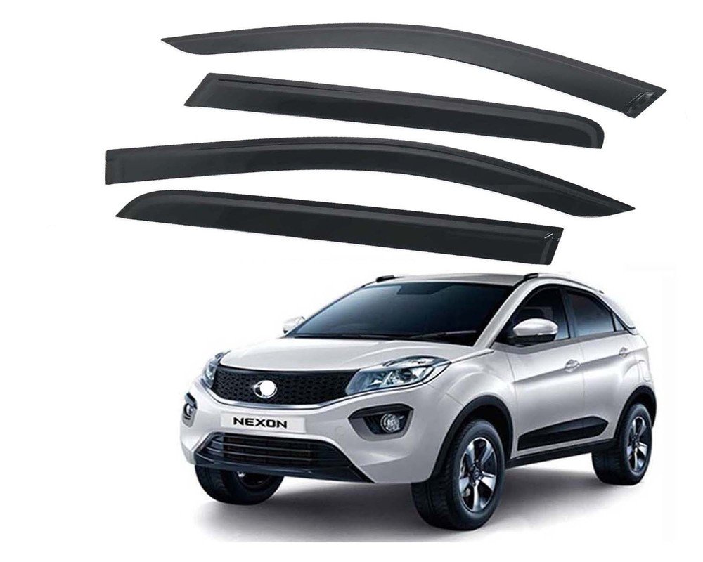Nexon All Models Door Visor Premium Sun Rain Visor Wind Deflector for Nexon All Models Set of 4 Pieces