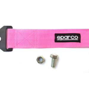 Designer Nylon Car Towing Hook Strap Belt – Pink with Fitting Nuts & Bolts 1 Piece