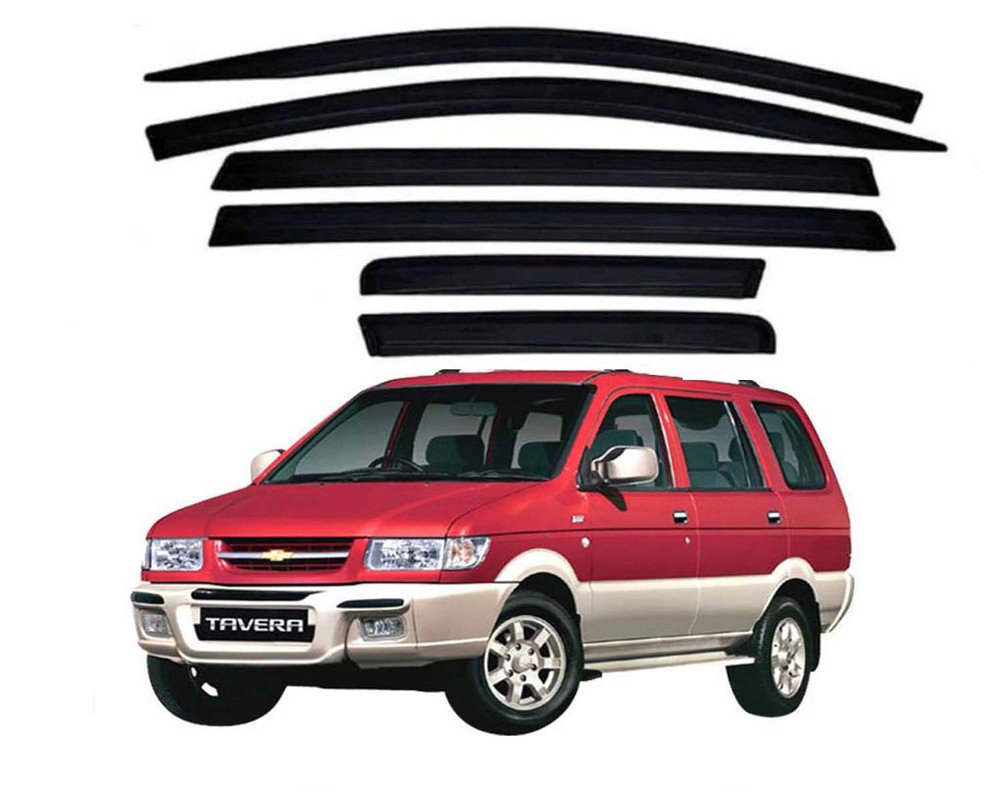 Tavera Door Visor Premium Sun Rain Visor Wind Deflector for Tavera Set of 6 Pieces