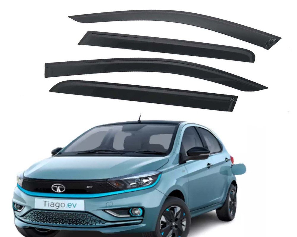 Tiago EV Door Visor Premium Sun Rain Visor Wind Deflector for Tiago EV Set of 4 Pieces
