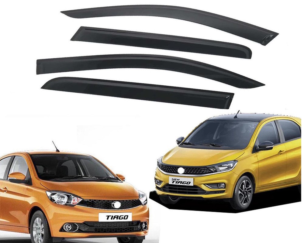 Tiago Door Visor Premium Sun Rain Visor Wind Deflector for Tiago Set of 4 Pieces